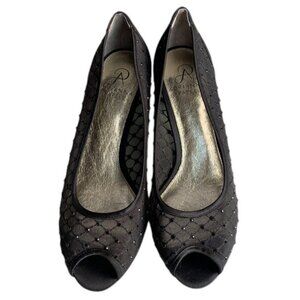 Adrianna Papell Juliette Aria Mesh Heels Women’s 7.5 Black Dress High Heel Shoes